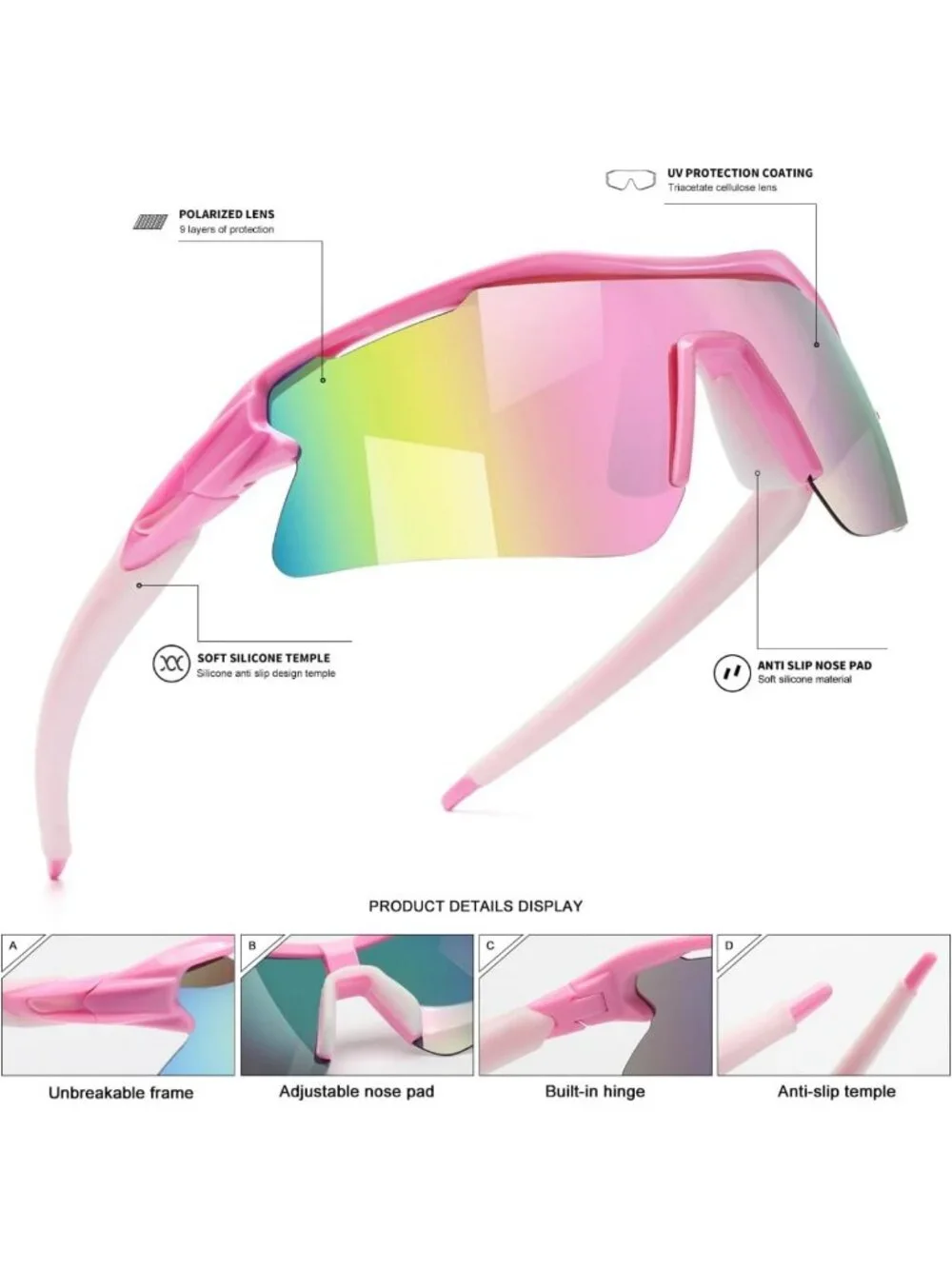 Polarized UV400 Sports Sunglasses for Men, Women & Youth - Ideal for Cycling